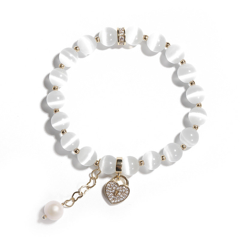 Bracciale cuore opale lucchetto