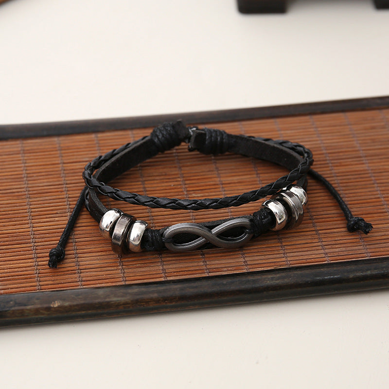 Set 6 bracciali pelle stile punk
