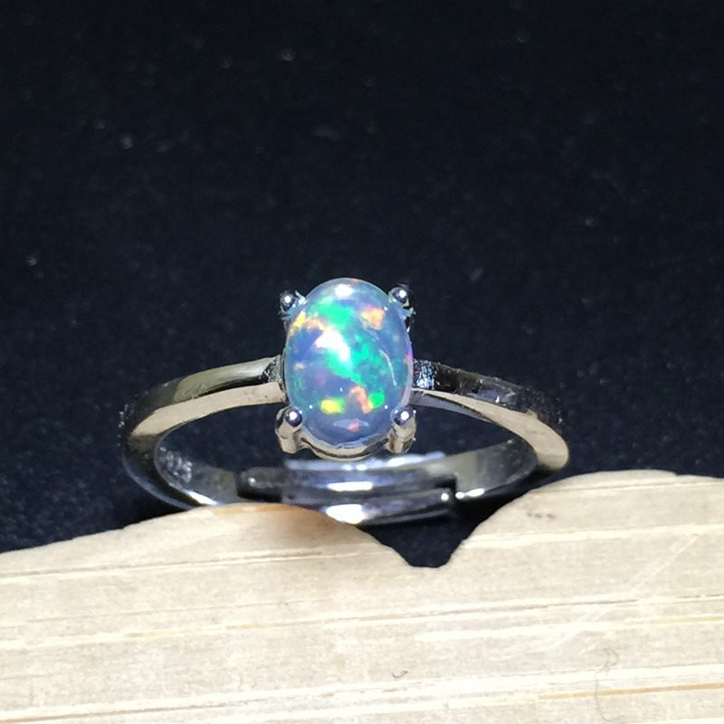 Anello opale australiano con fuoco