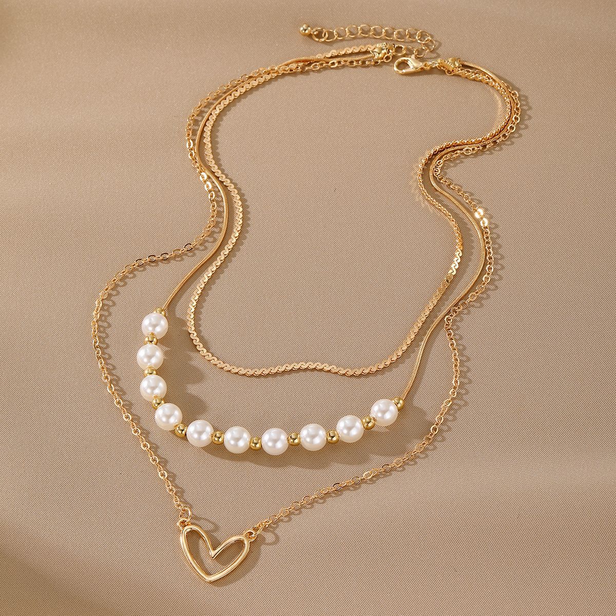 Collana cuore perle oro