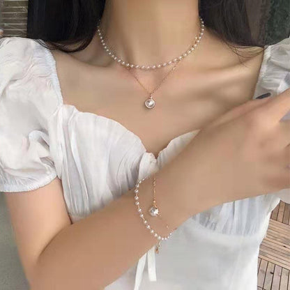 Collana doppia perla stratificata