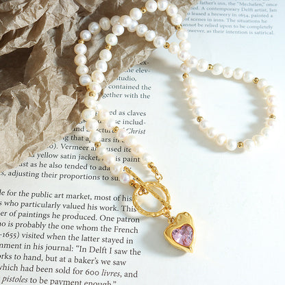 Collana cuore zircone titanio da donna