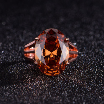 Anello zircone champagne ovale