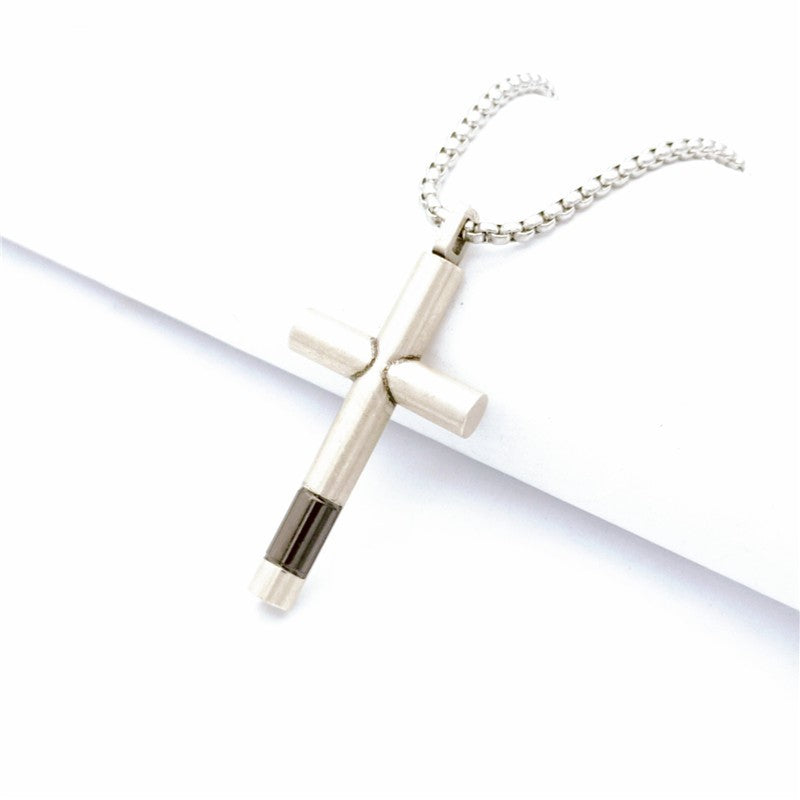 Collana croce lucida titanio