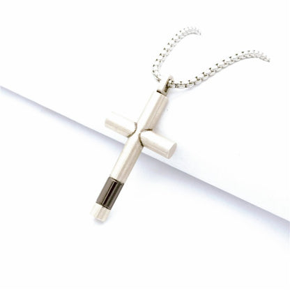 Collana croce lucida titanio