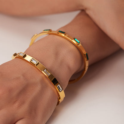 Bracciale titanio con zirconi rettangolari