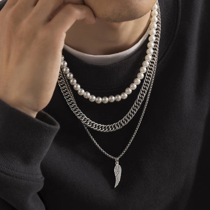 Collana piuma perle vintage