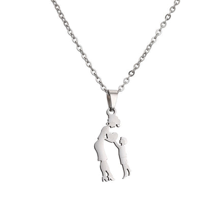 Collana acciaio titanio madre-figlio