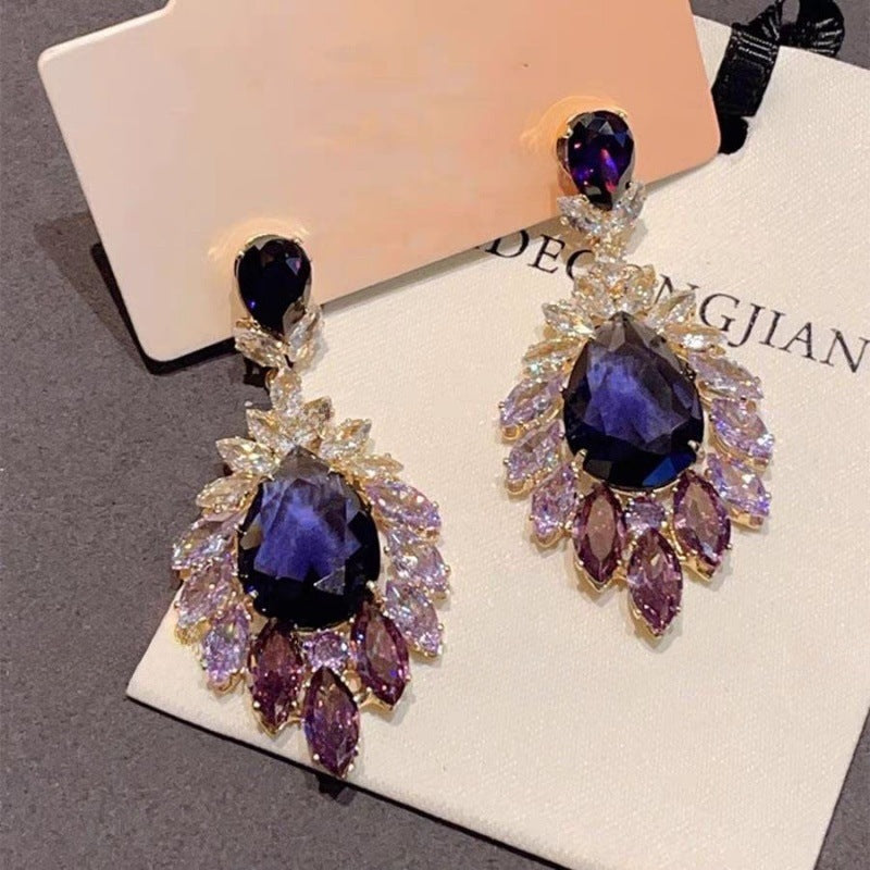 Orecchini fiore viola vintage