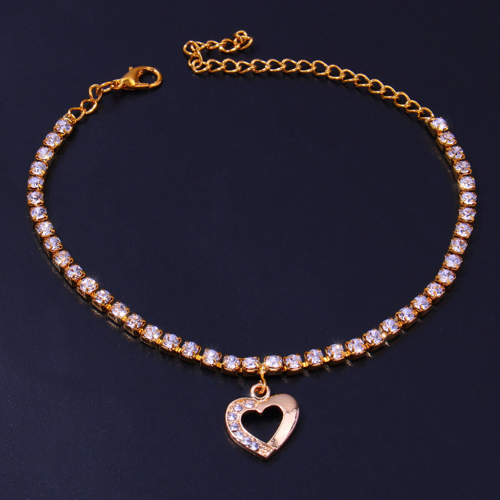 Cavigliera cuore strass da spiaggia
