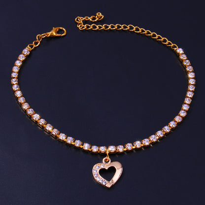 Cavigliera cuore strass da spiaggia
