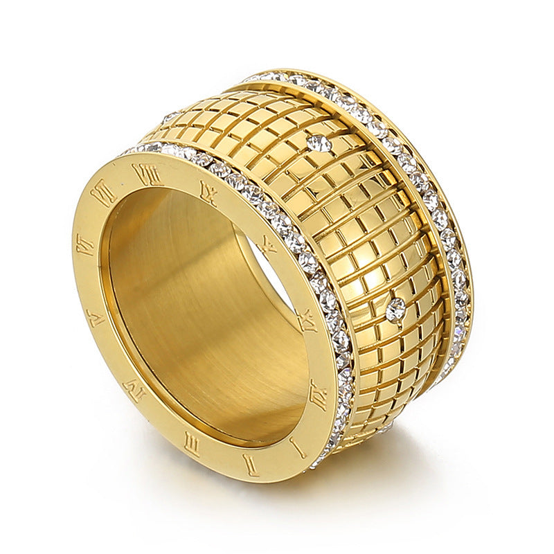 Anello Lettera Romana Strass
