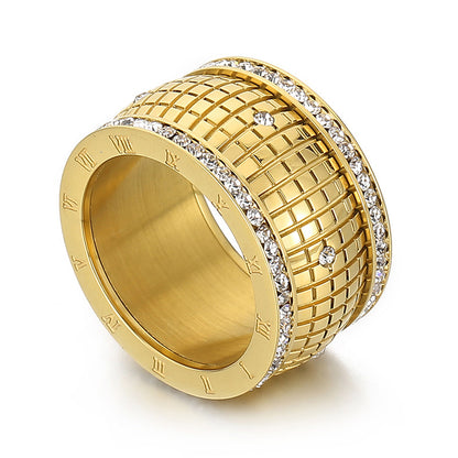 Anello Lettera Romana Strass