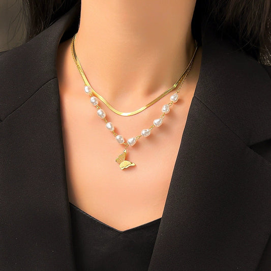 Collana perle doppio strato