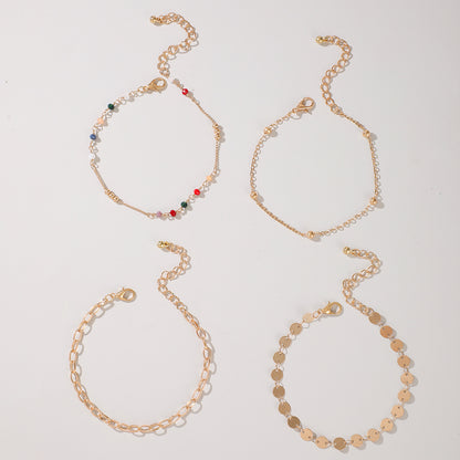 Cavigliera perline colorate set di 4
