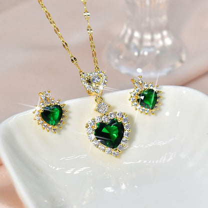 Collana cuore zircone verde