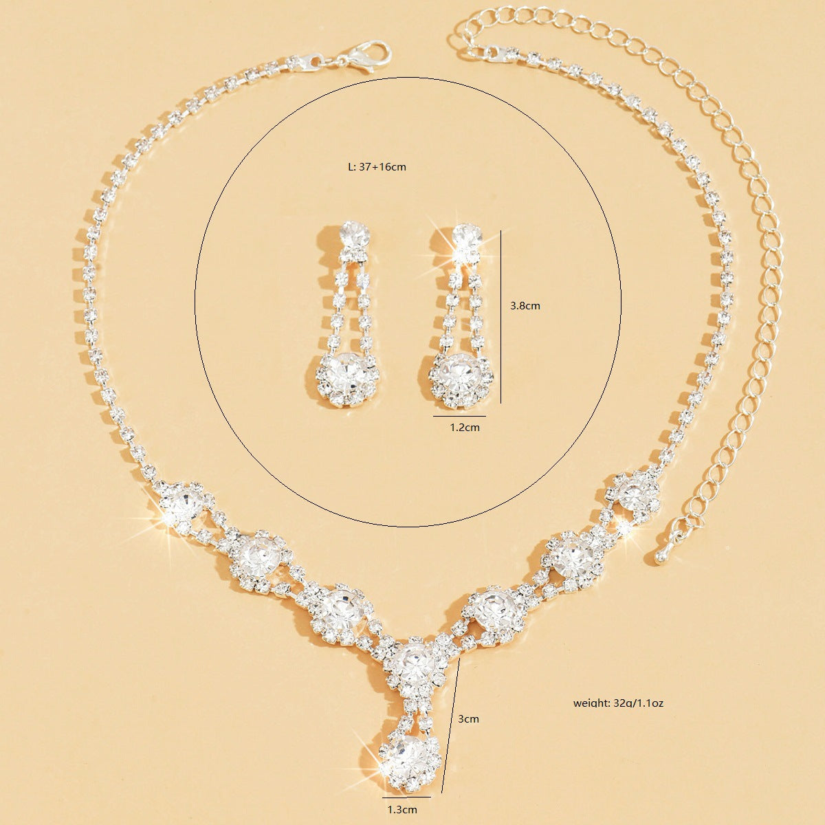 Set collana orecchini strass e cristallo