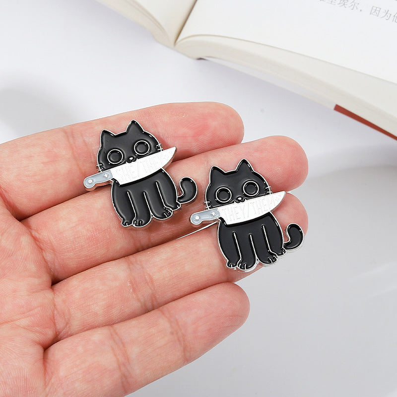 Spilla gatto nero cartone