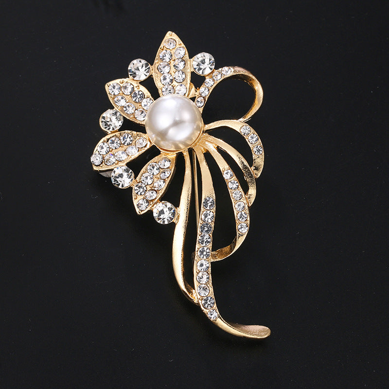 Spilla perla strass