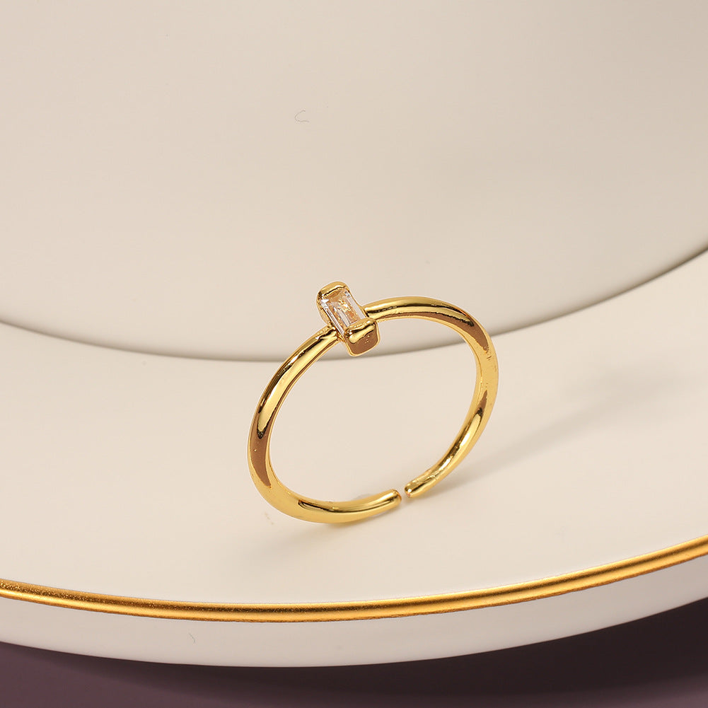 Anello rame rettangolare zirconi