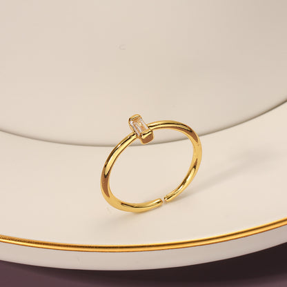 Anello rame rettangolare zirconi