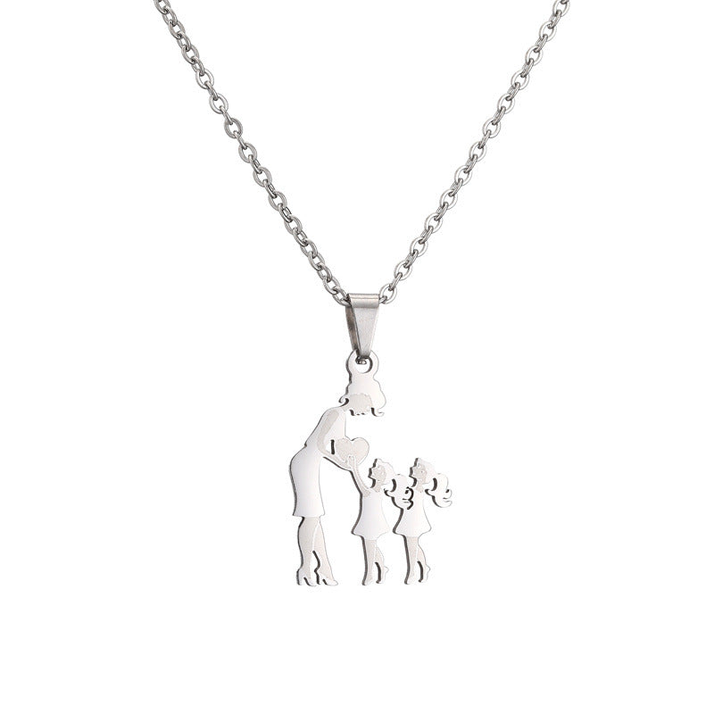 Collana acciaio titanio madre-figlio