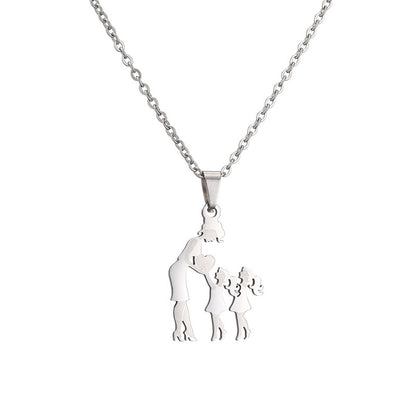 Collana acciaio titanio madre-figlio