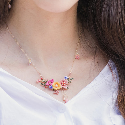 Collana fiore 3D smaltato