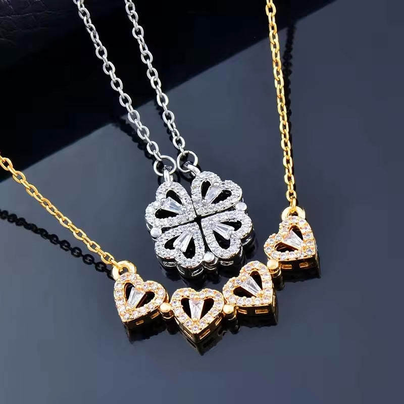 Collana Cuore Quadrifoglio Zircone