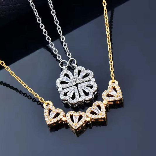 Collana Cuore Quadrifoglio Zircone