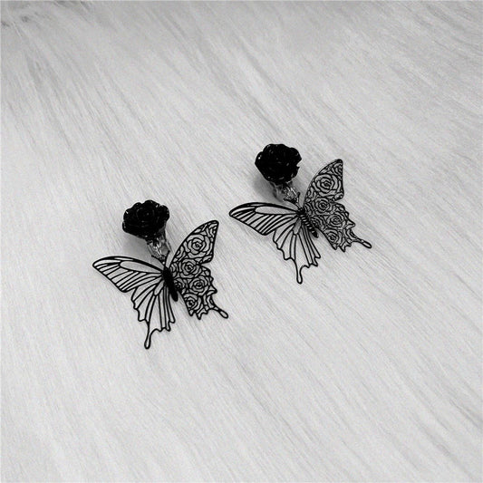Clip orecchio rosa farfalla