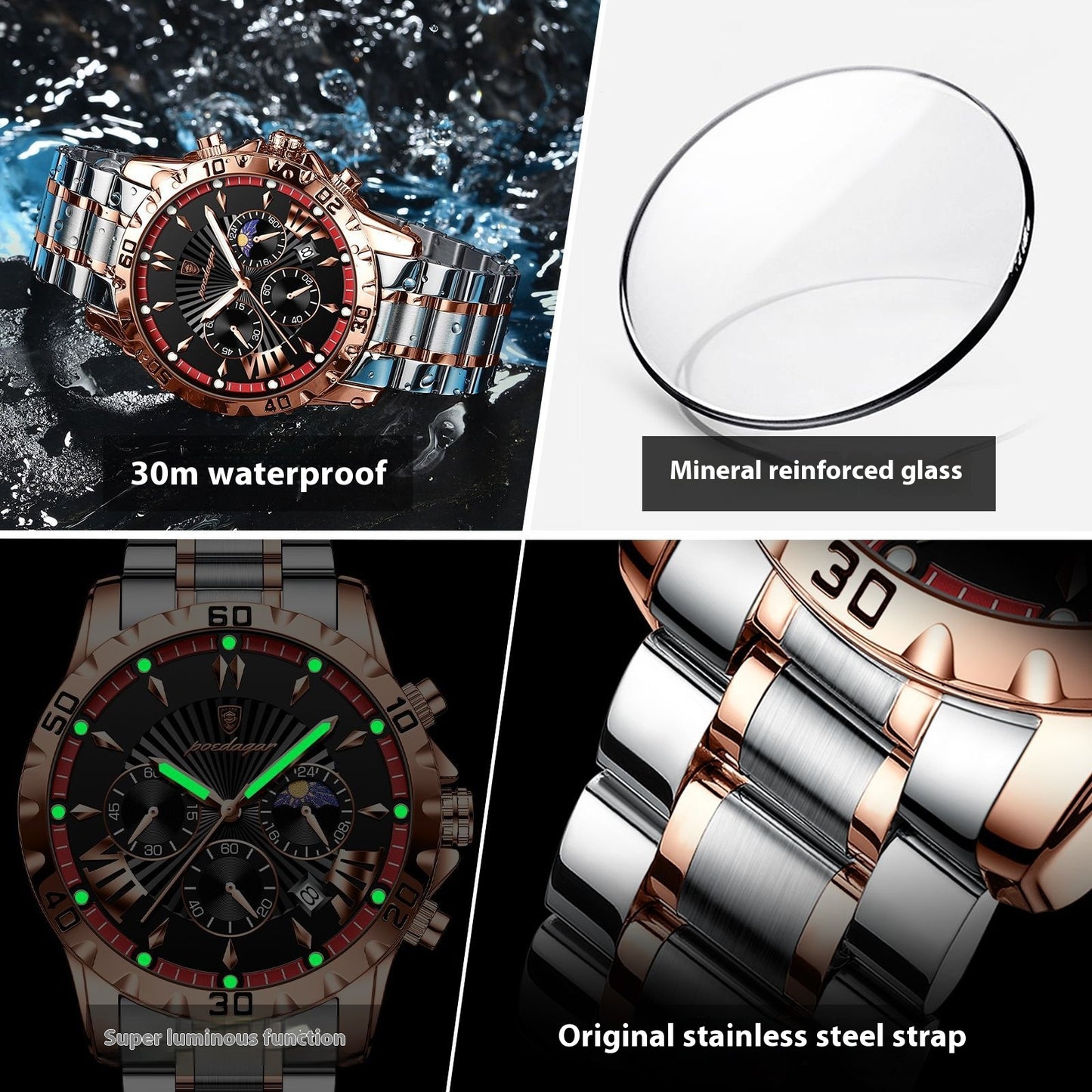 Orologio luminoso multifunzione al quarzo