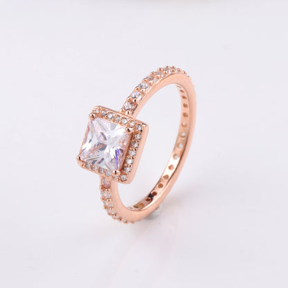 Anello zircone quadrato da donna in rame