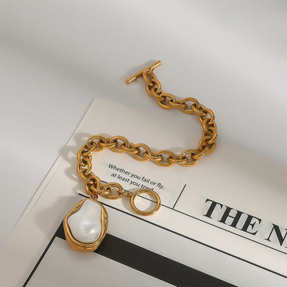 Bracciale in acciaio con placcatura oro
