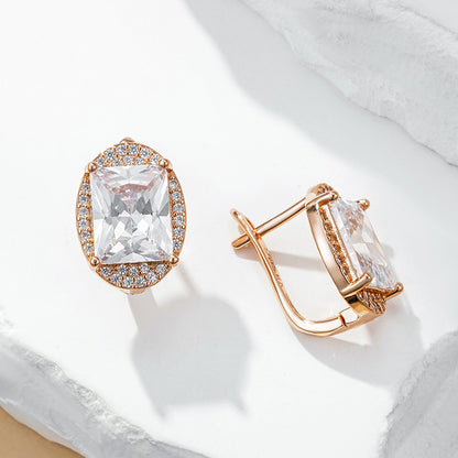 Orecchini zircone quadrati oro rosa