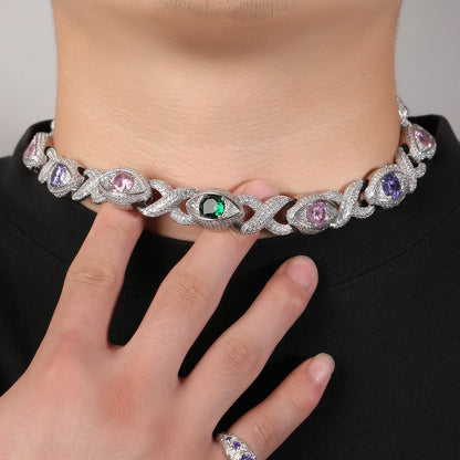 Collana zirconi catena cubana
