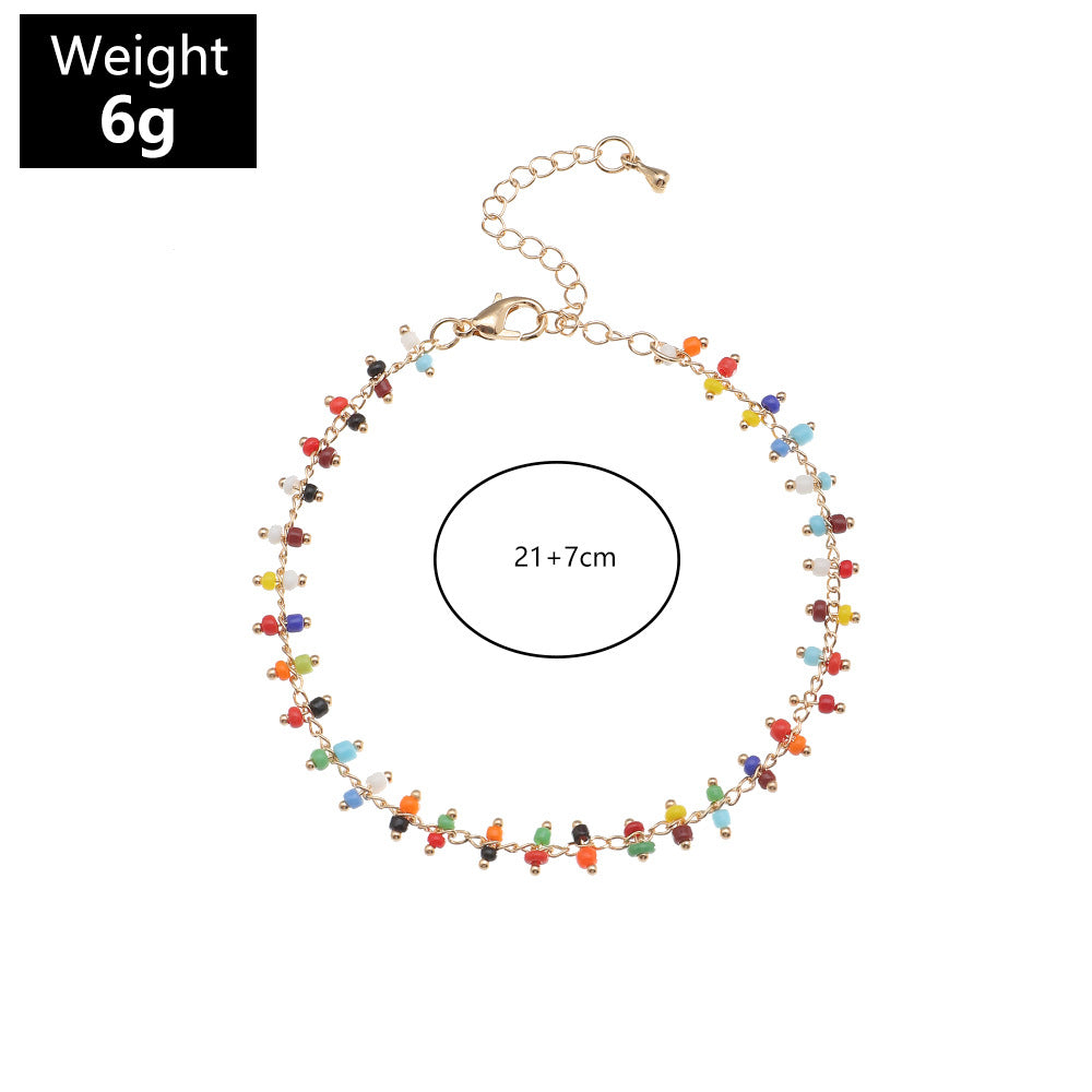 Cavigliera perline colorate bohemien