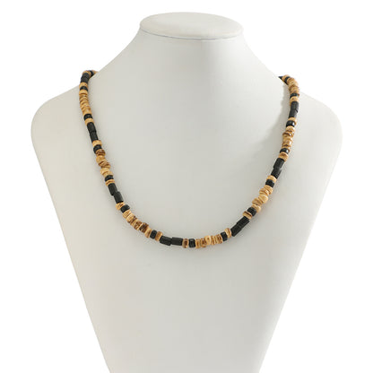 Collana perline legno bohemien