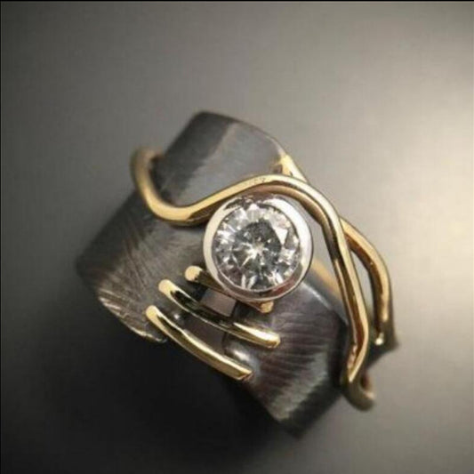 Anello retrò onda geometrica