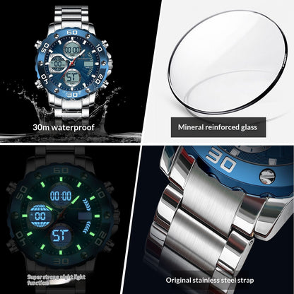 Orologio digitale multifunzione da uomo luminoso