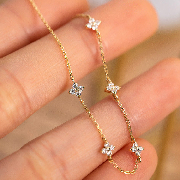 Bracciale quadrifoglio con zirconi