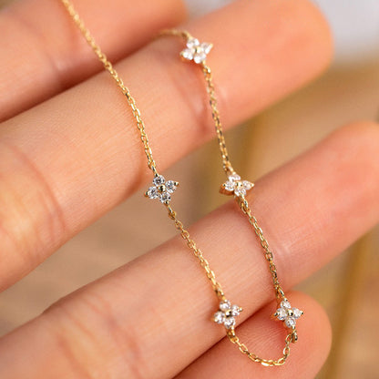Bracciale quadrifoglio con zirconi