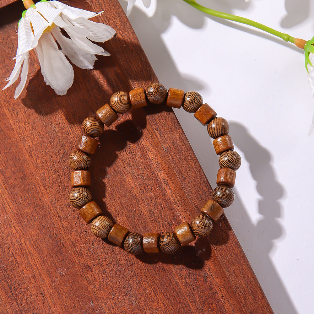 Bracciale perle legno etnico