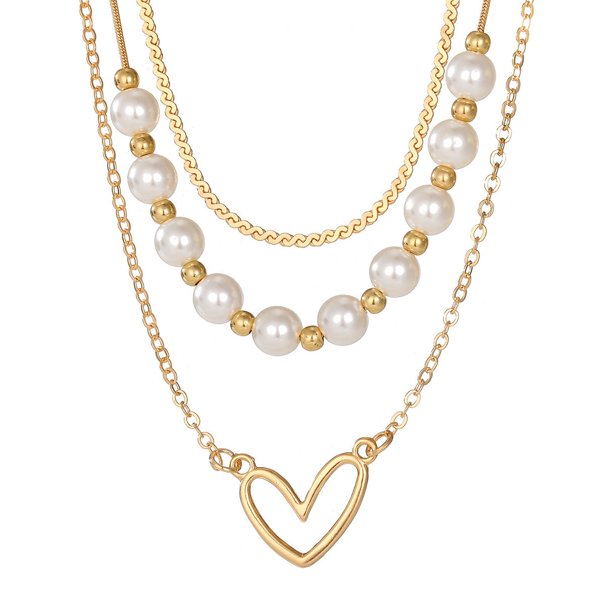 Collana cuore perle oro