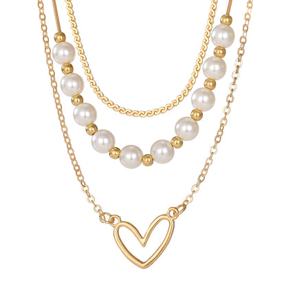 Collana cuore perle oro