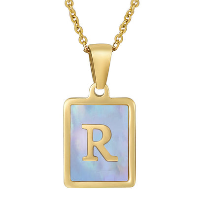 Collana titanio con lettera e conchiglia