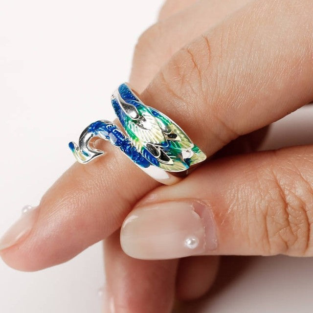 Anello pavone smaltato