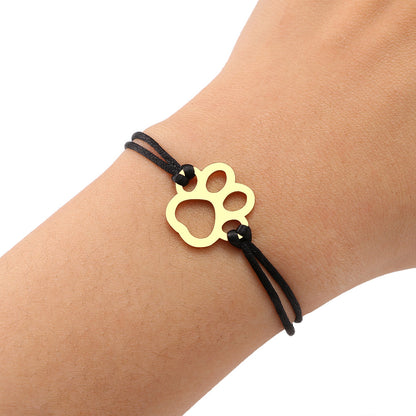Bracciale corda nera acero