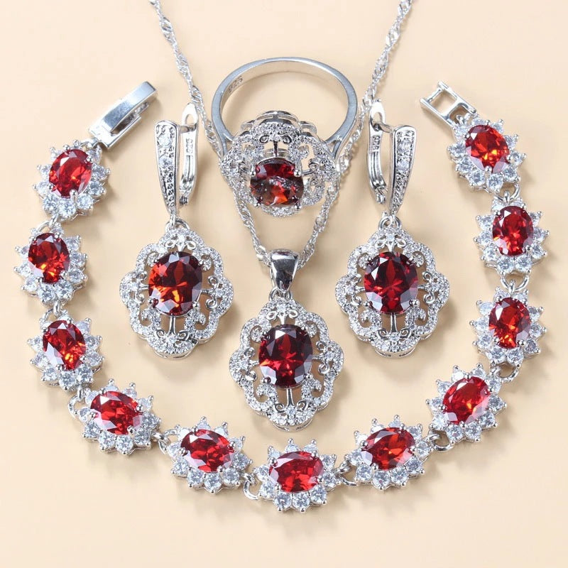 Set gioielli granato e zircone