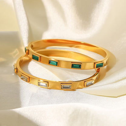 Bracciale titanio con zirconi rettangolari